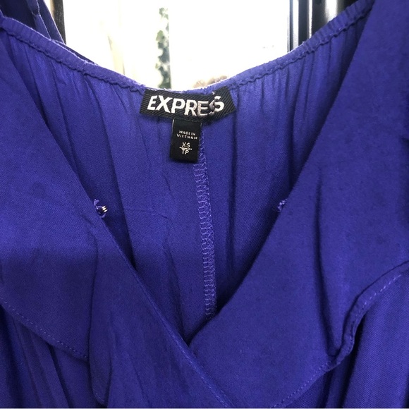 Express X-Small purple / violet adjustable faux wrap mini dress super cute - Picture 9 of 12